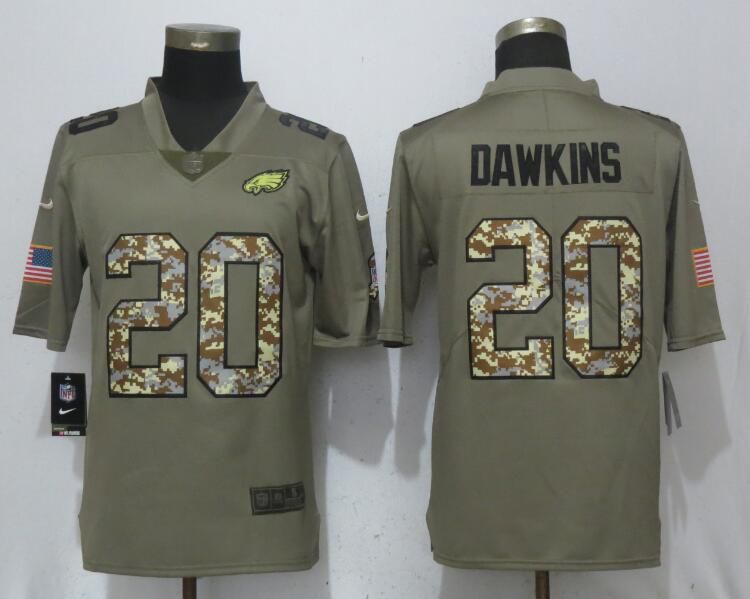 Men Philadelphia Eagles #20 Dawklns Olive Camo Carson Salute to Service Nike Limited NFL Jerseys->->NFL Jersey